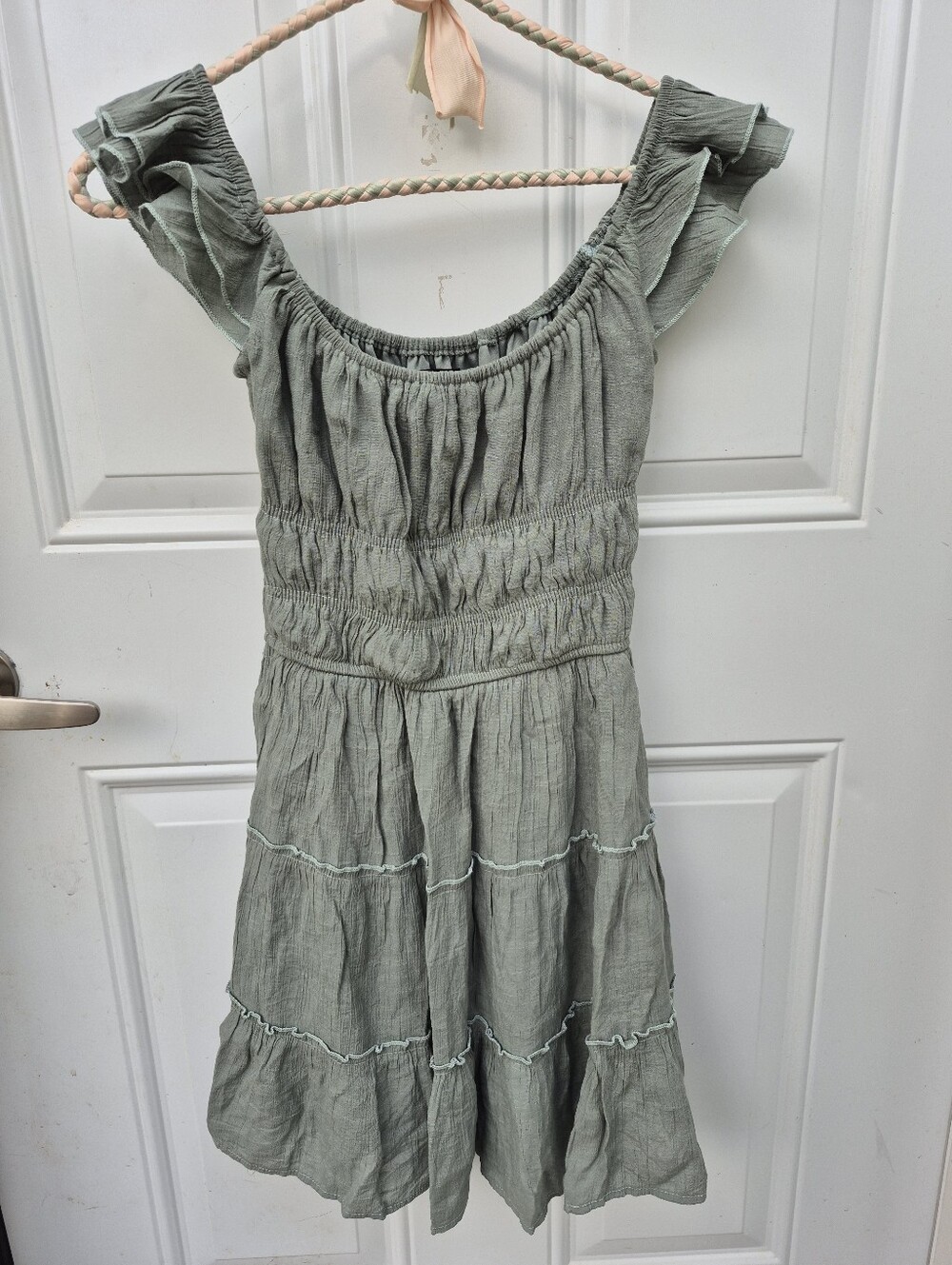 Streetwear Society Sage Geen Goblincore Fairycore Garden Stretch Mini Sun Dress